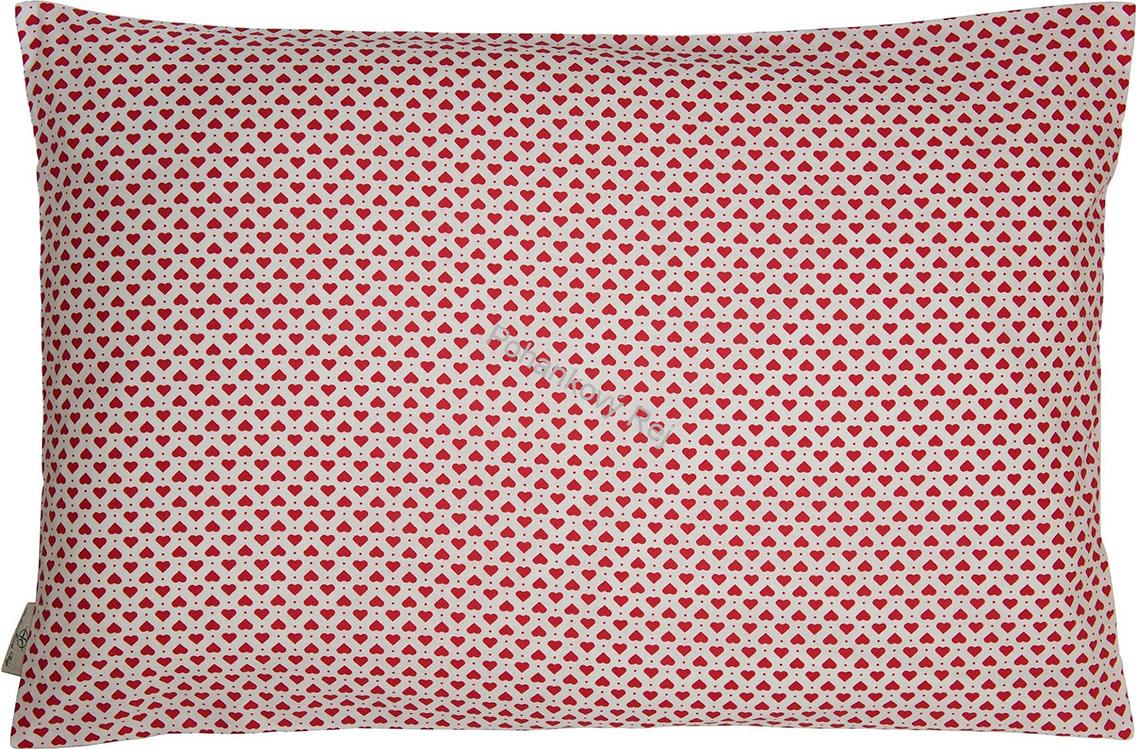 Polštář Bílý s červenými srdíčky 28 x 37 cm