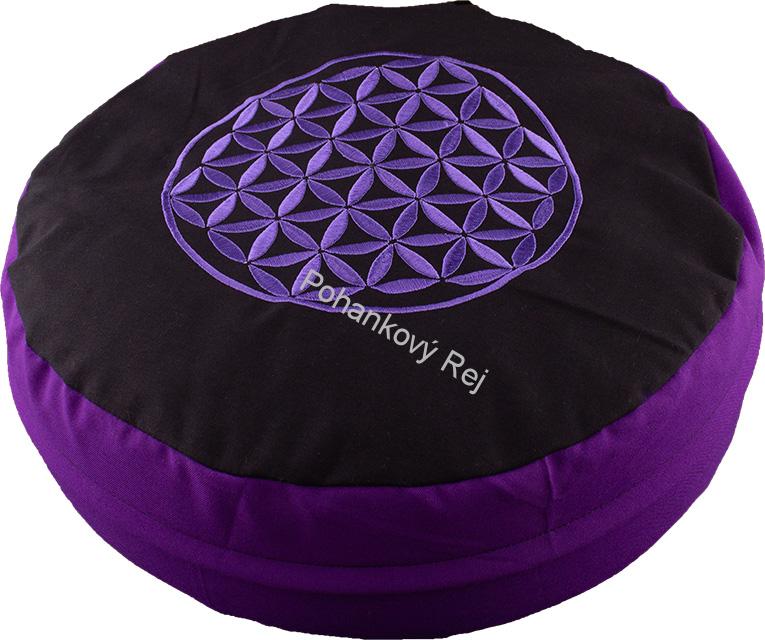 Vyšívaný meditační polštář Lavender - květ života