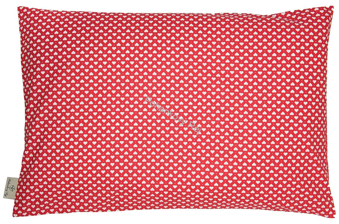 Povlak na polštář Červený s bílými srdíčky 40 x 60 cm