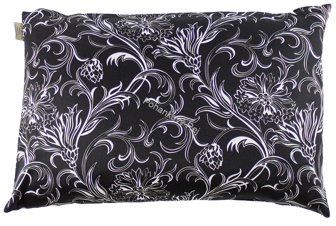 Povlak na polštář Černý s bílými květy 40 x 60 cm