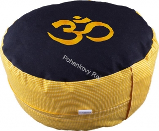 Vyšívaný meditační polštář Žlutobílý - Óm